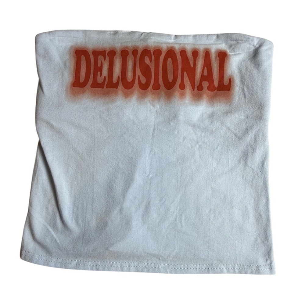 Vinyl Icons Delusional Graphic Tube Top Women's Light Blue Trendy